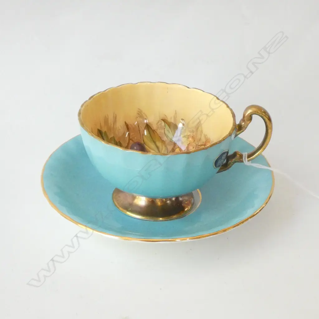 AYNSLEY TURQUOISE ORCHARD GOLD CUP & SAUCER  Image 1++