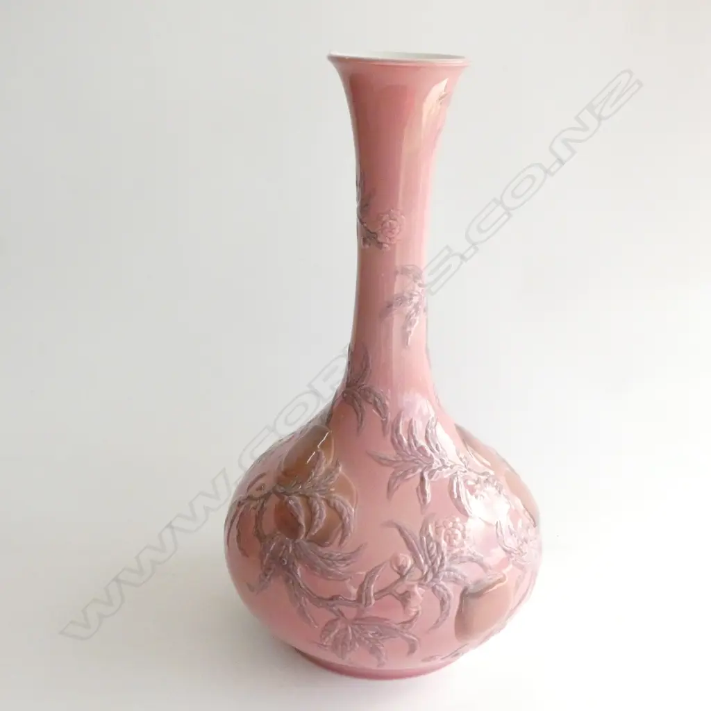 LARGE PINK LLADRO VASE DECORATED WITH PEACHES & FLOWERS H.480mm AF Image 1++