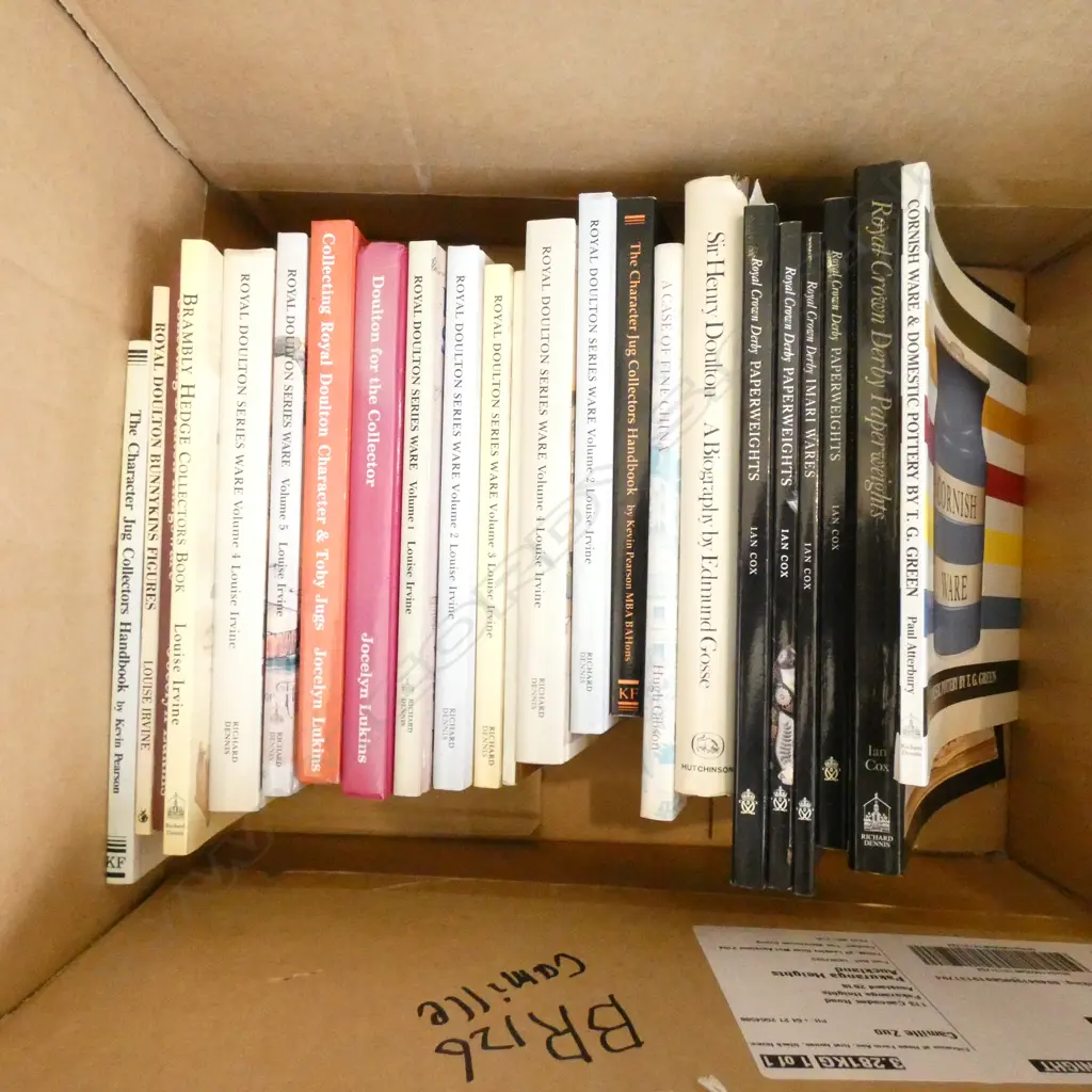 BOX OF REFERENCE BOOKS - CROWN DERBY/DOULTON/CORNISHWARE ETC Image 1++