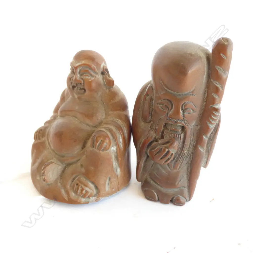 2 BOXWOOD OKIMONO;  BUDDHA & OTHER Image 1++