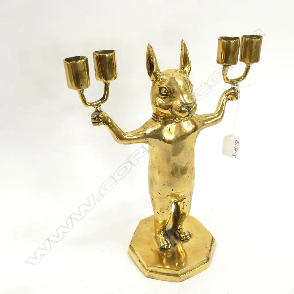 BRONZE STANDING RABBIT CANDLEABRA H.285mm... Image 1++