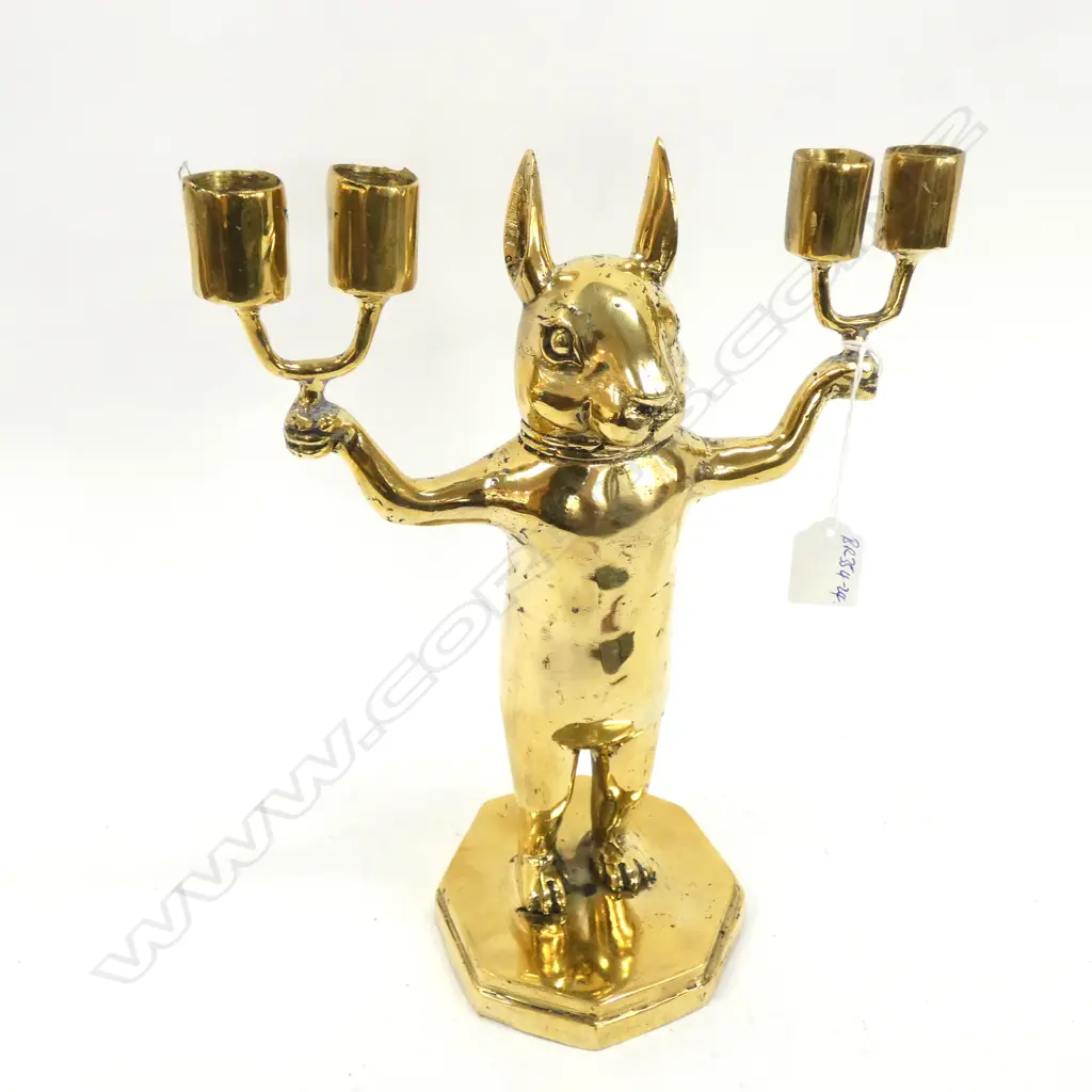 BRONZE STANDING RABBIT CANDLEABRA H.285mm... Image 1++