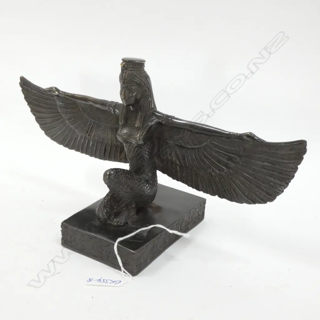 BRONZE SCULPTURE EGYPTIAN WINGED GODDESS W.315mm Image 1++