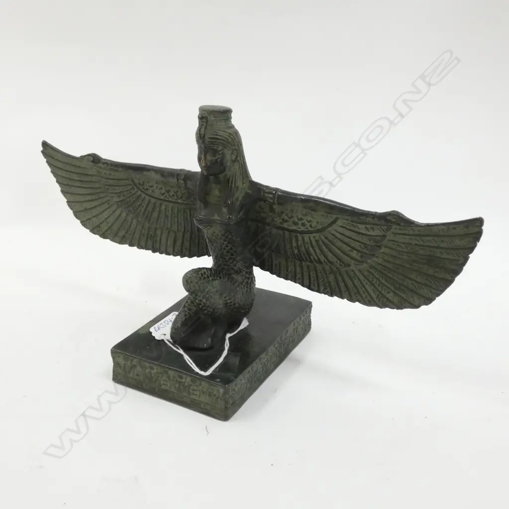 BRONZE SCULPTURE EGYPTIAN WINGED GODDESS W.315mm Image 1++