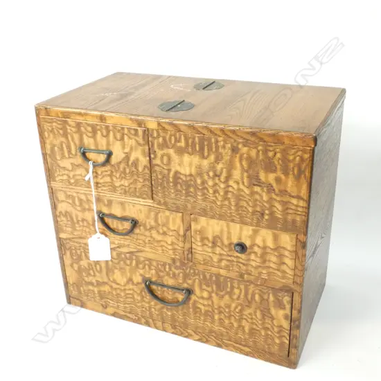 SMALL OLD JAPANESE COLLECTORS/SEWING CHEST - TOP CABINET & 4 DRAWER 300 X 175 X 270MM