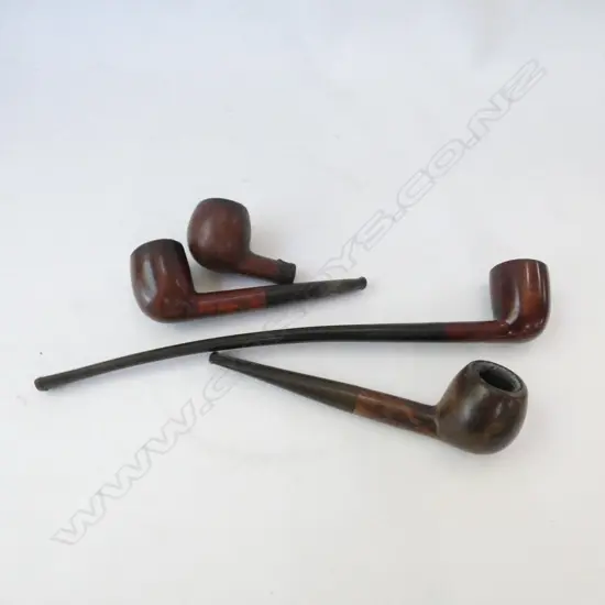 4 OLD WOODEN & BAKELITE PIPES (ONE END MISSING)