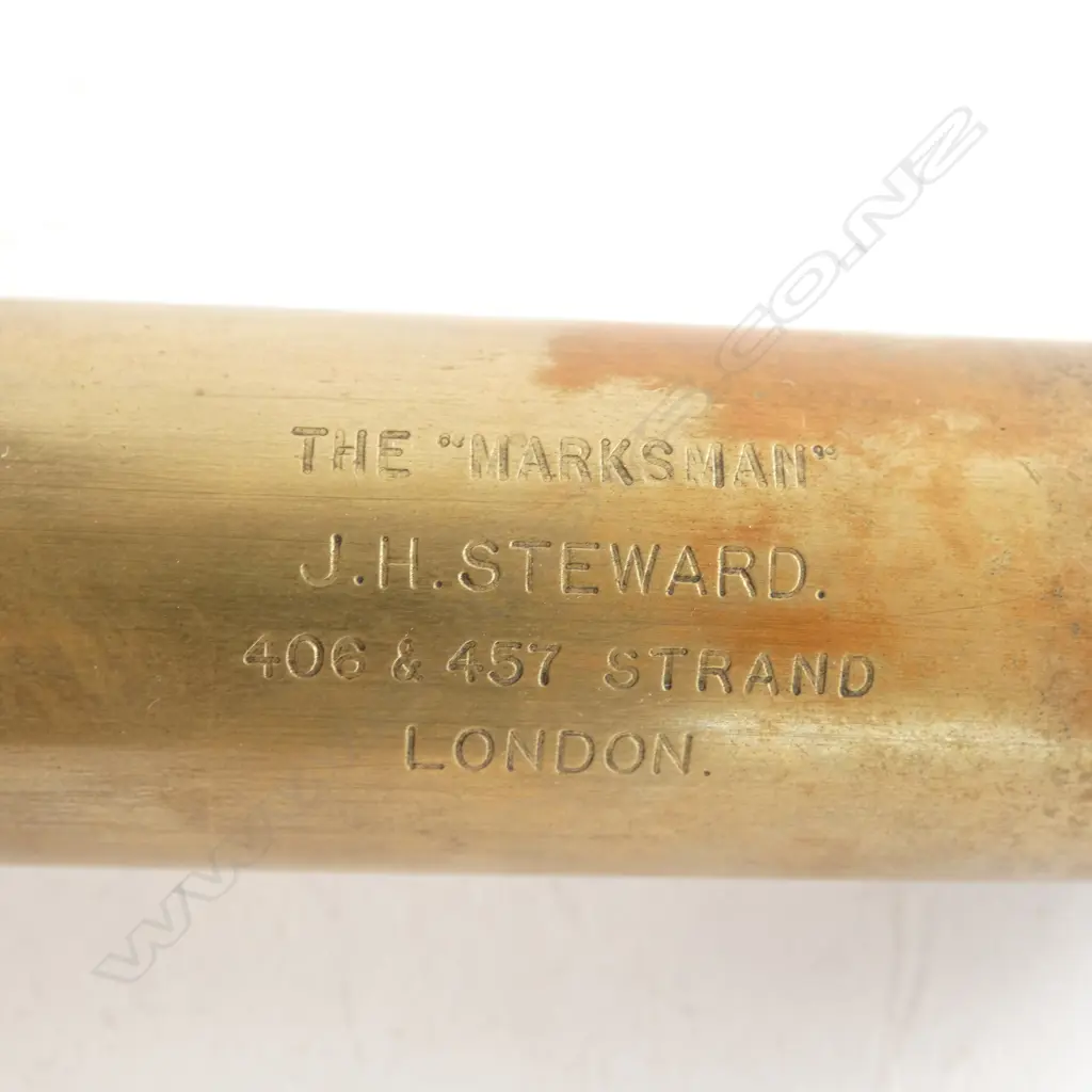 3 DRAW BRASS TELESCOPE. THE MARKSMAN by J.H. STEWARD, STRAND, LONDON. L.770mm Image 1++