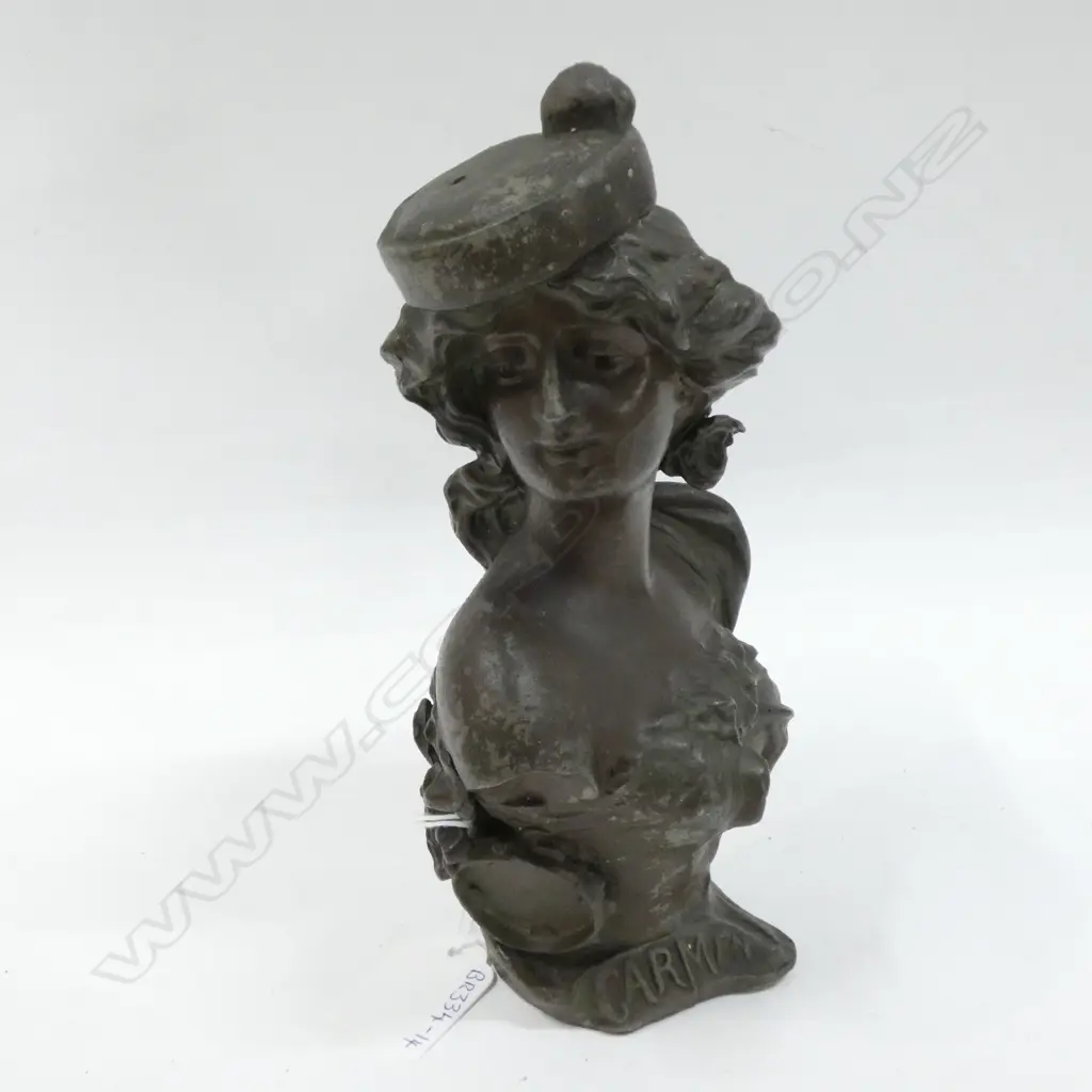 FRENCH ART NOUVEAU SPELTER BUST OF CARMEN H. 190mm Image 1++