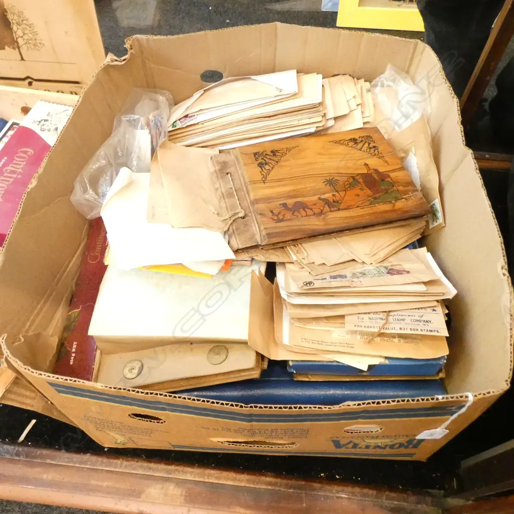 LG BOX LOT ASST STAMPS INCL. ALBUMS  Image 1++
