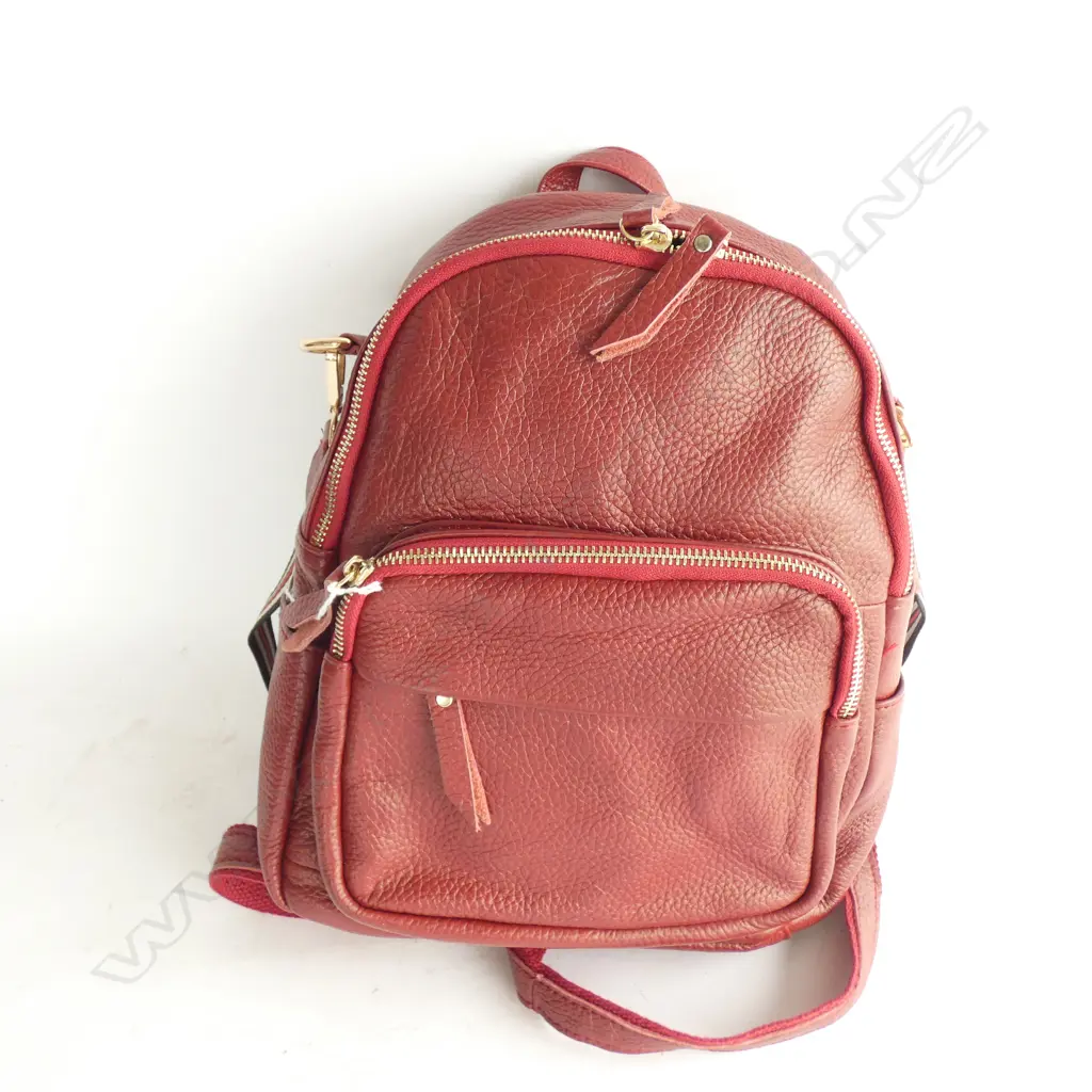 RED LEATHER BAG H.300mm Image 1++
