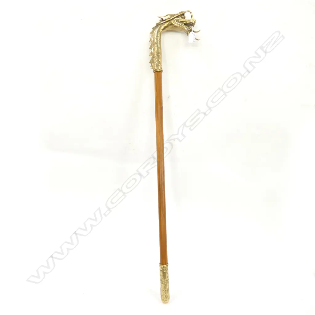 BRONZE LGE DRAGON HEAD HANDLED WALKING STICK L.1010mm Image 1++