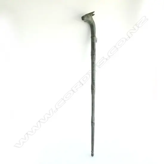 ALL BRONZE WALKING STICK w BULL HEAD HANDLE L.940mm