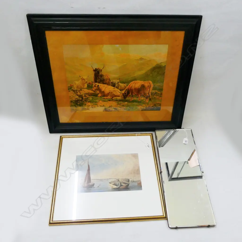 2 PAINTINGS (LARGEST  340 X 480MM) + SMALL WALL MIRROR ( 500 X 200MM)  Image 1++