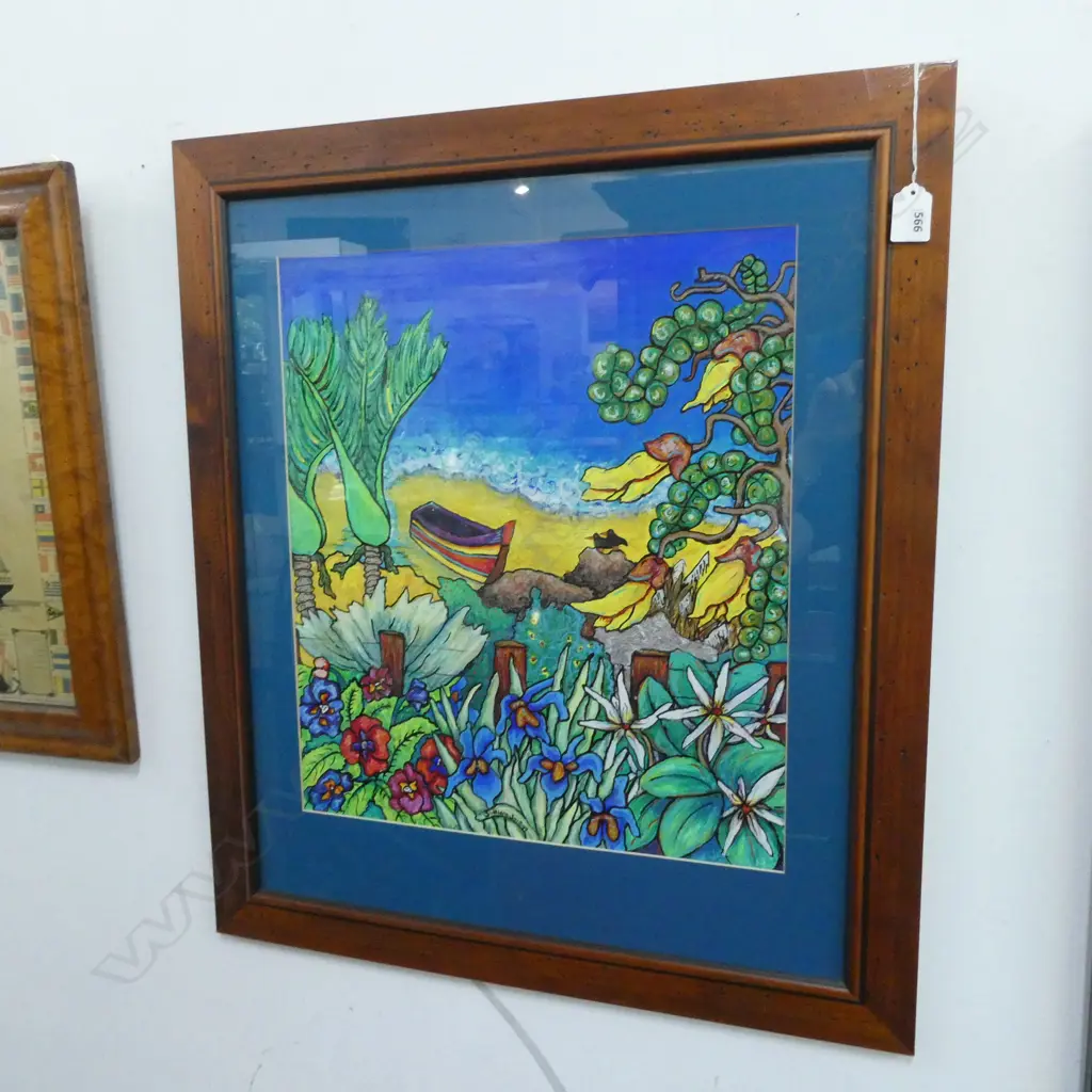 SHARLEEN SMITH MIXED MEDIA NZ BEACH SCENE 465x410mm Image 1++