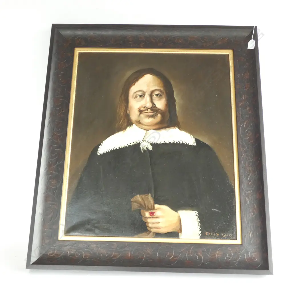 17thC STYLE PORTRAIT SIGNED 'CYRUS 1970' OIL ON CANVAS 655x550mm Image 1++