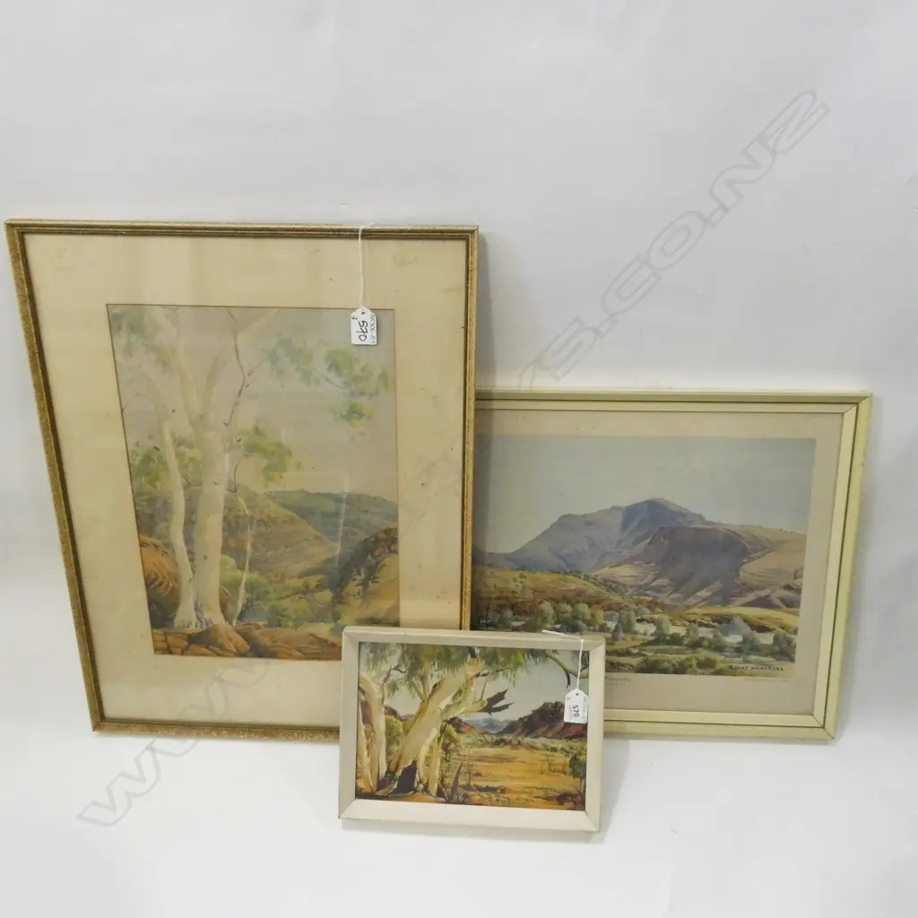 3 FRAMED AUSTRALIAN BUSH SCENE PRINTS - 2 ALBERT NAMATJIRA (270 X 390MM) Image 1++