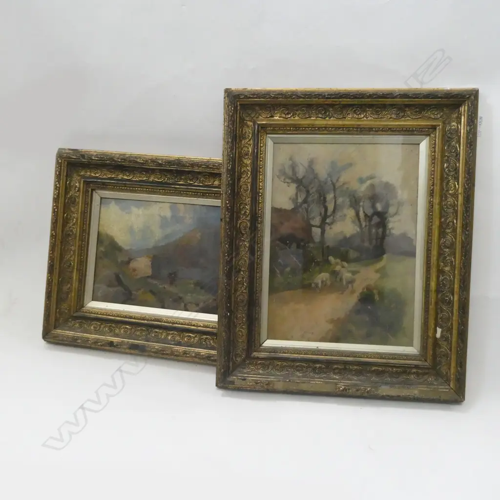 PR OIL PAINTINGS WITH GILT FRAMES (DAMAGE TO FRAMES)  330 X 210MM Image 1++