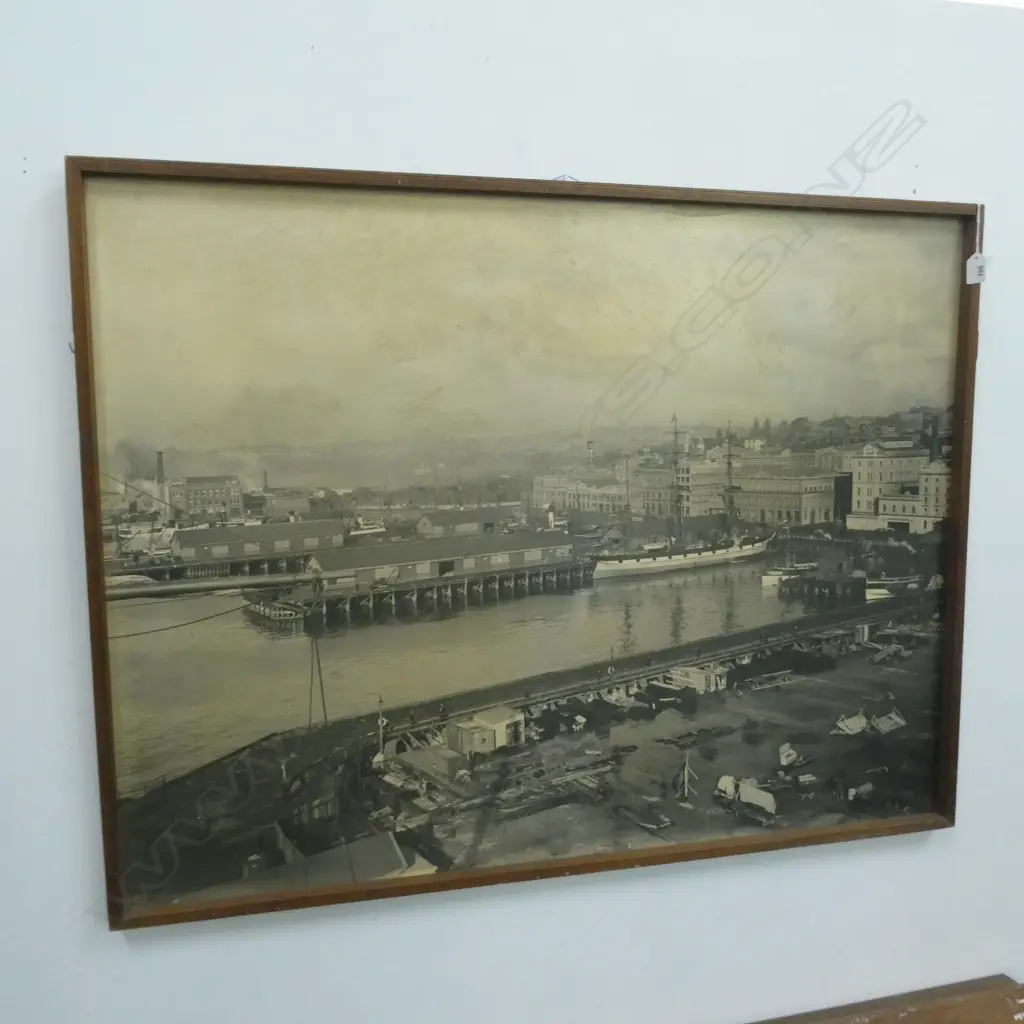 EARLY PHOTO OF AUCKLAND HARBOUR 770x1010mm Image 1++