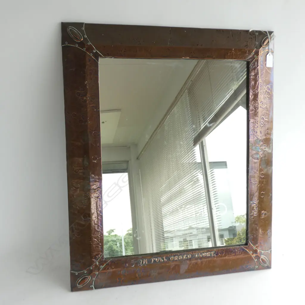 EARLY 20thC BEATEN COPPER MIRROR 640x540mm... Image 1++