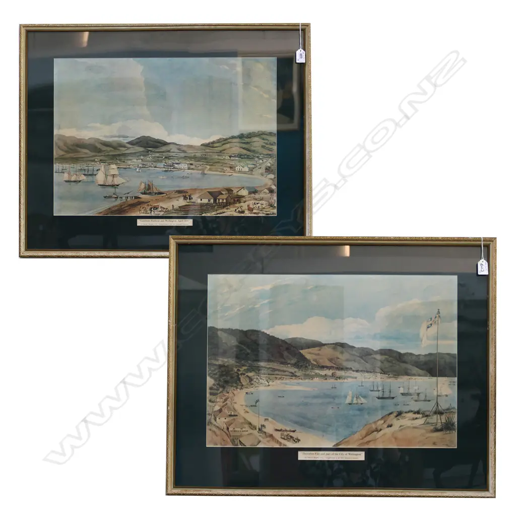 TWO CHARLES HEAPHY COLOURED PRINTS OF EARLY WELLINGTON, 420 X 590MM... Image 1++