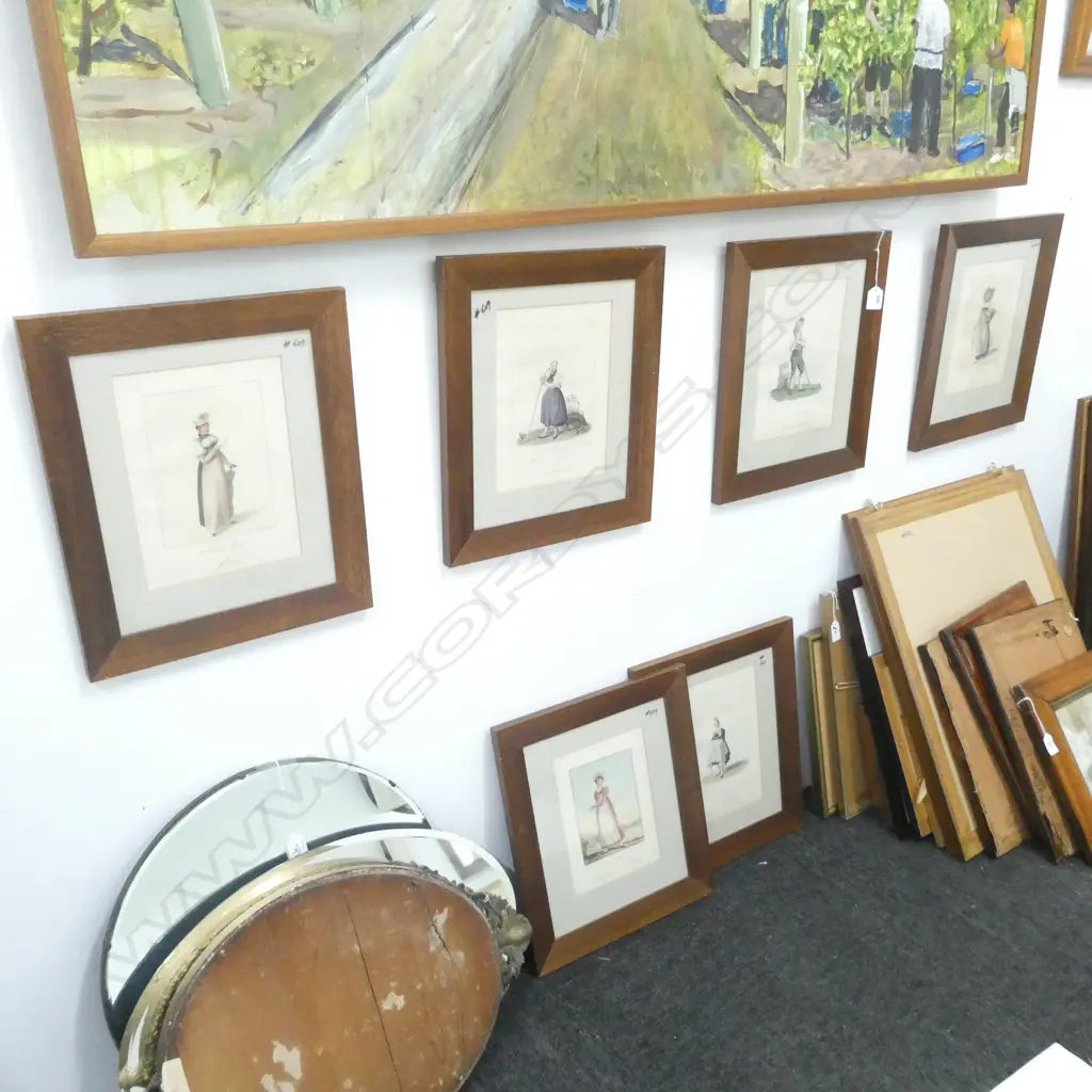 6 OLD EUROPEAN COSTUME FRAMED PRINTS 240 X 180MM Image 1++