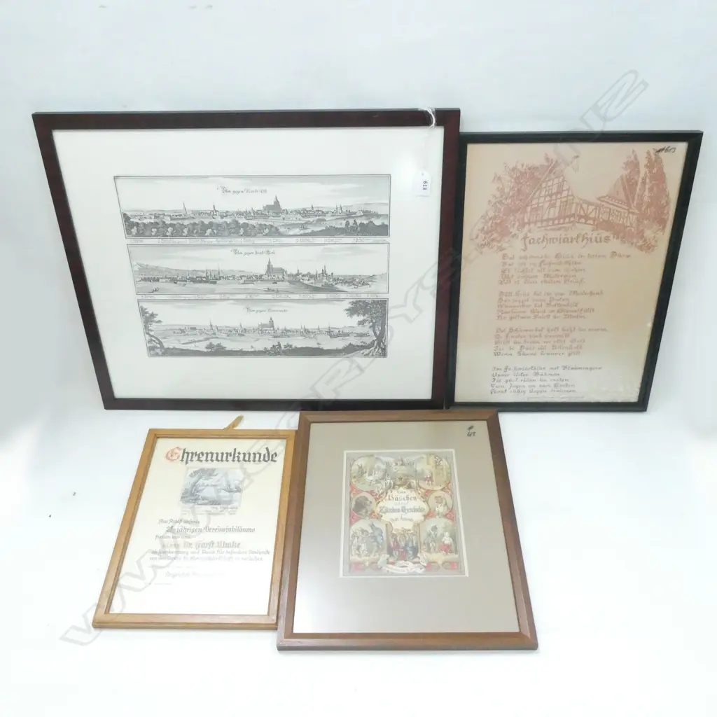 4 FRAMED PRINTS - DUTCH OR GERMAN ORIGIN - LARGEST 410 X 300MM Image 1++