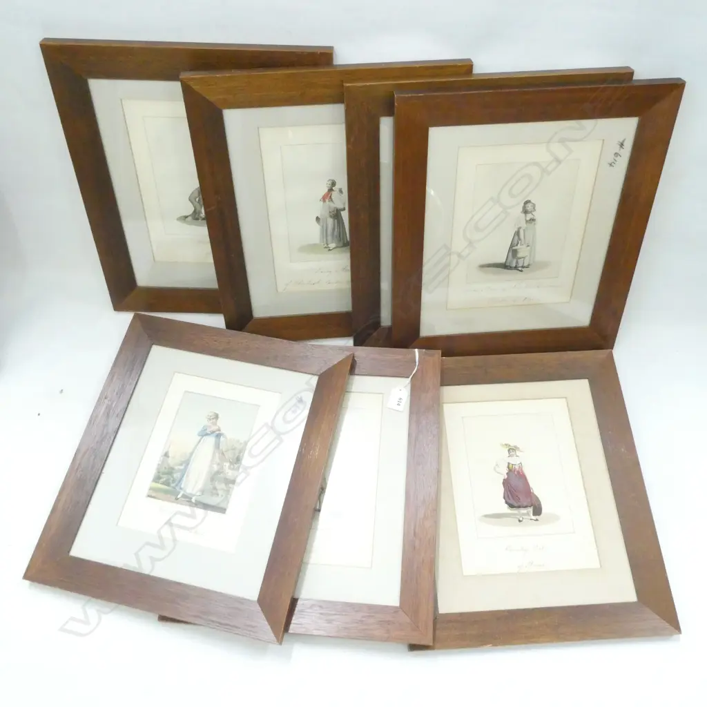 7 OLD EUROPEAN COSTUME FRAMED PRINTS 240 X 180MM Image 1++