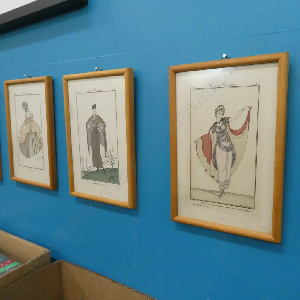 13 FRAMED COSTUME PARISIENS PRINTS - C1912/13 & 14. 180 X 100MM  Image 1++