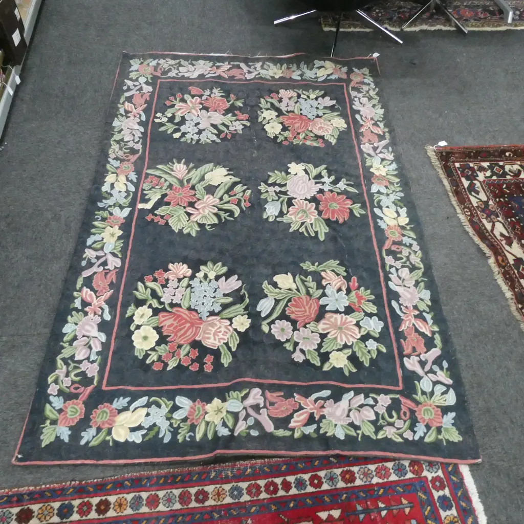 HAND MADE INDIAN THROW / RUG  1240 X 1870MM - SOME WEAR Image 1++