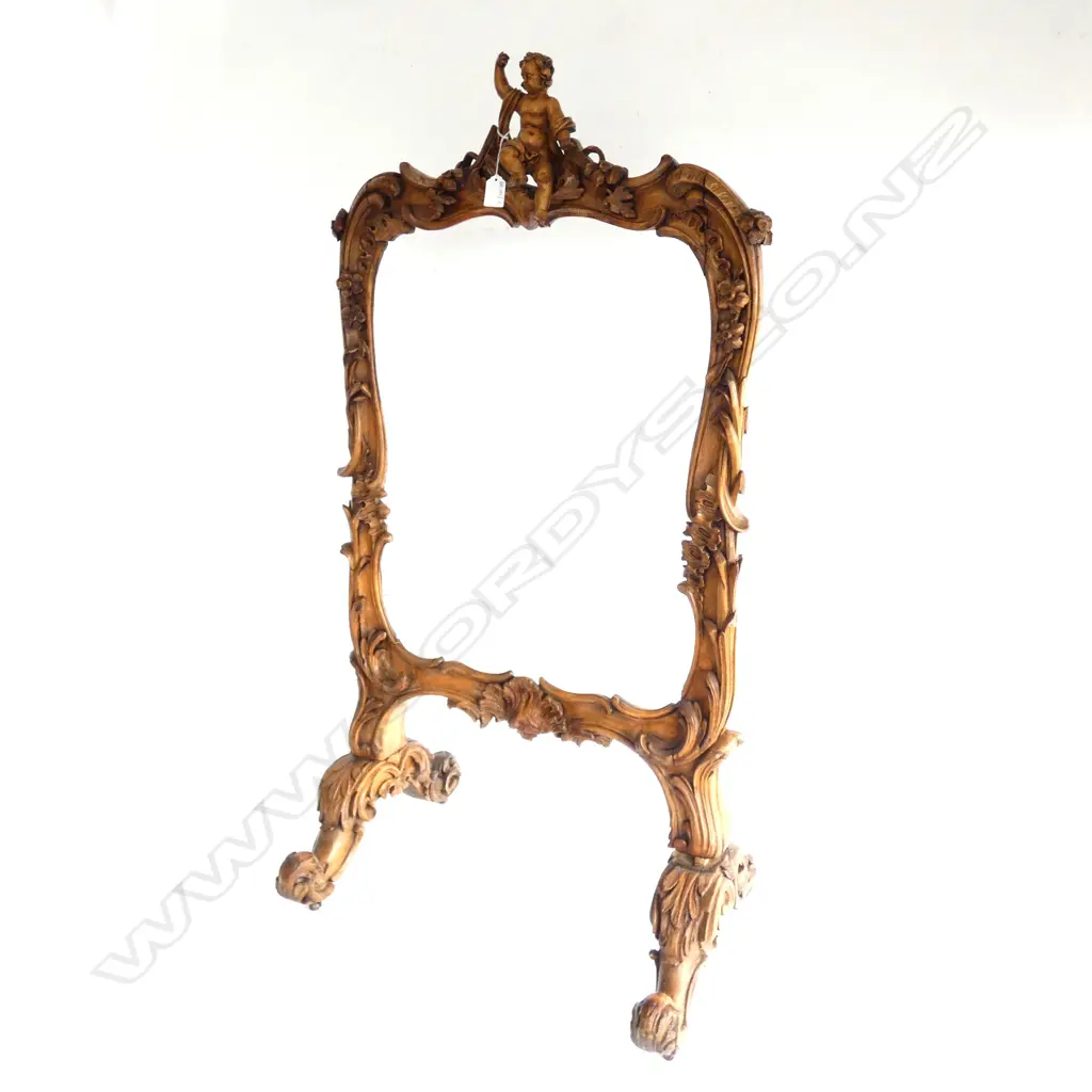 ORNATELY CARVED WOODEN FIRESCREEN FRAME W. 600MM H. 1100MM Image 1++