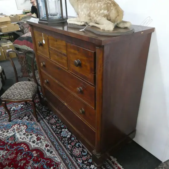 19TH MAHOGANY CHEST OF DRAWERS - 9 DRAWERS - LIGHT DAMAGE - H 1200MM W. 1300M