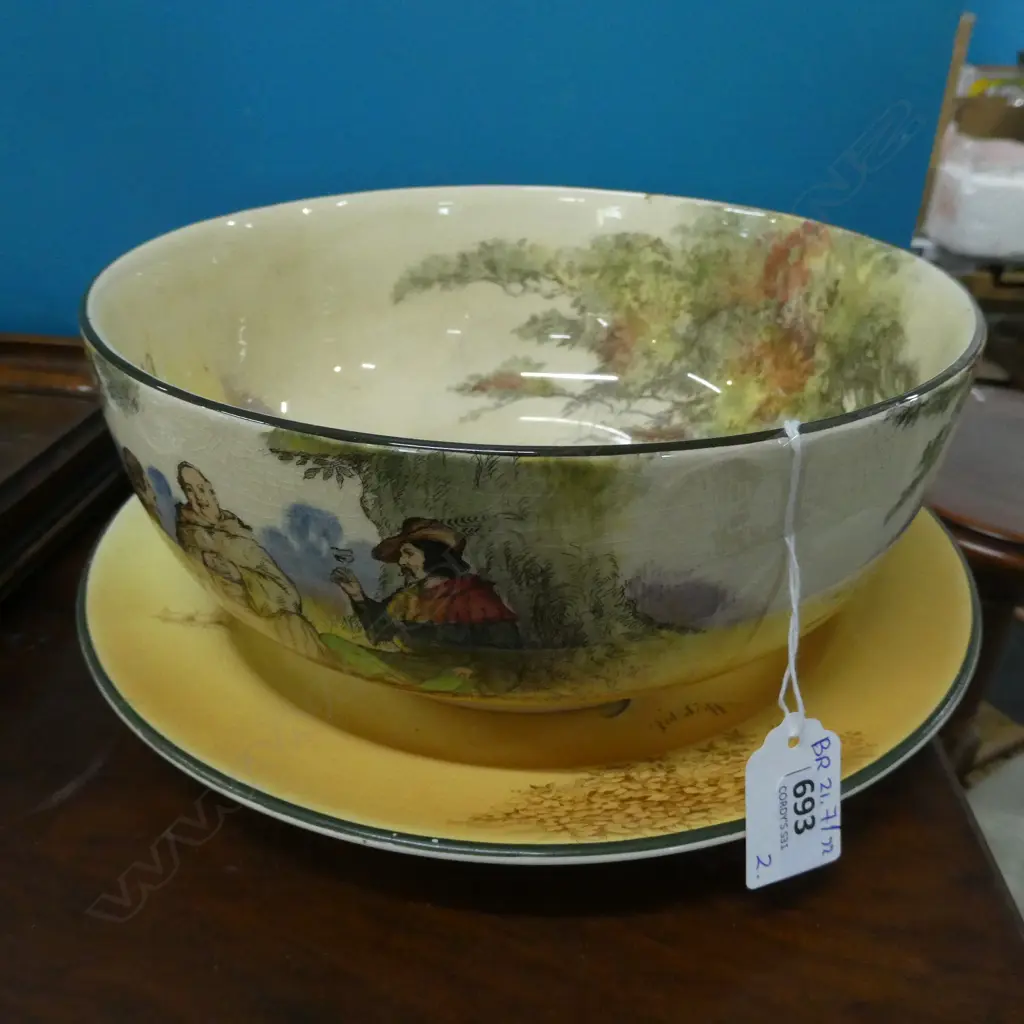 R/DOULTON 'UNDER THE GREENWOOD TREE' BOWL, DIA. 230mm & DOULTON 'FALSTAFF' PLATE Image 1++