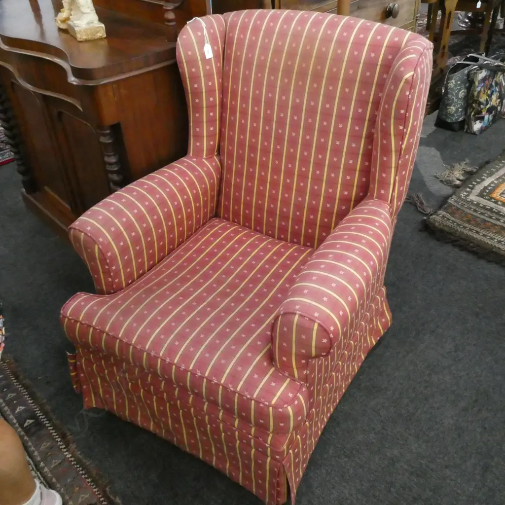 RED UPHOLSTERED ROCKING WINGBACK CHAIR Image 1++