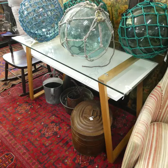 OAK & GLASS DESK...