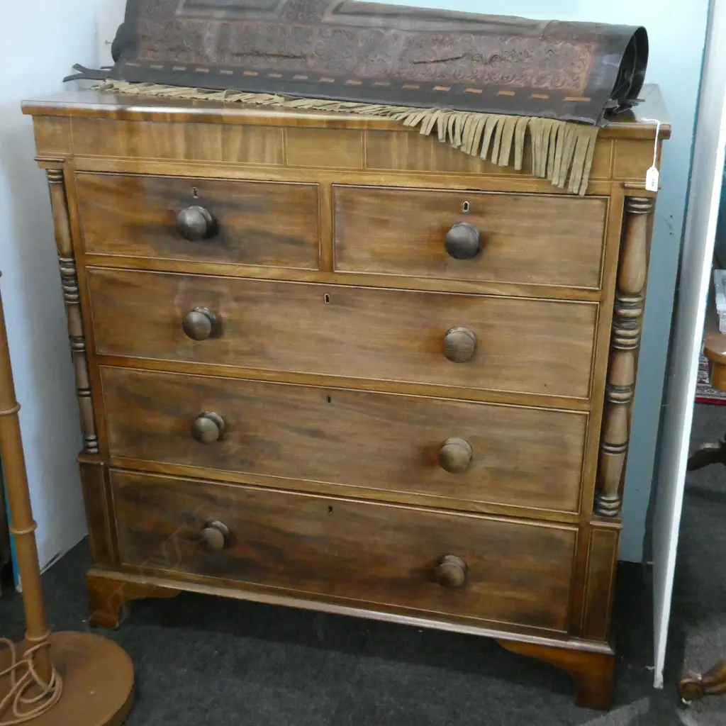 5 DRAWER INLAY CHEST OAK LINED... Image 1++