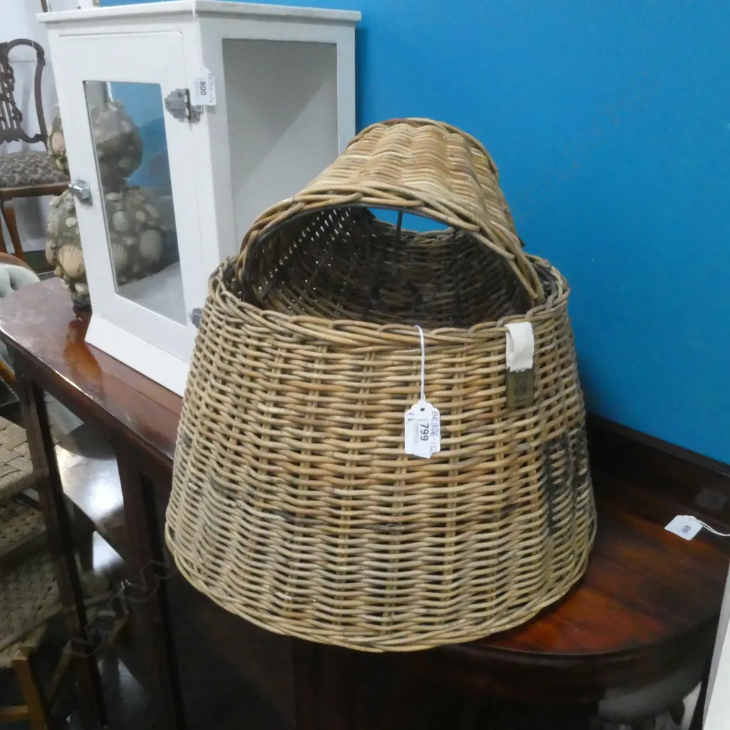 2 RIVIERA MAISON WICKER LIGHT FITTING - 'PACIFIC' PAINTED ON SIDE DIA  400MM & DIA 250MM Image 1++