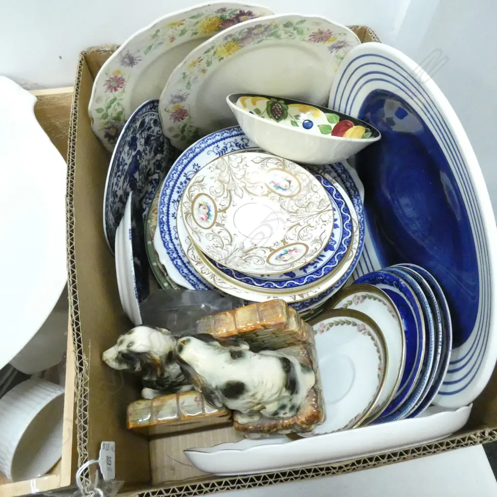 BOX LOT ASST CHINA INCL DOG BOOK ENDS  Image 1++