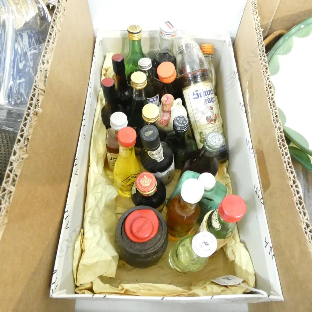 BOX MINIATURE ALCOHOL BOTTLES (22)  Image 1++
