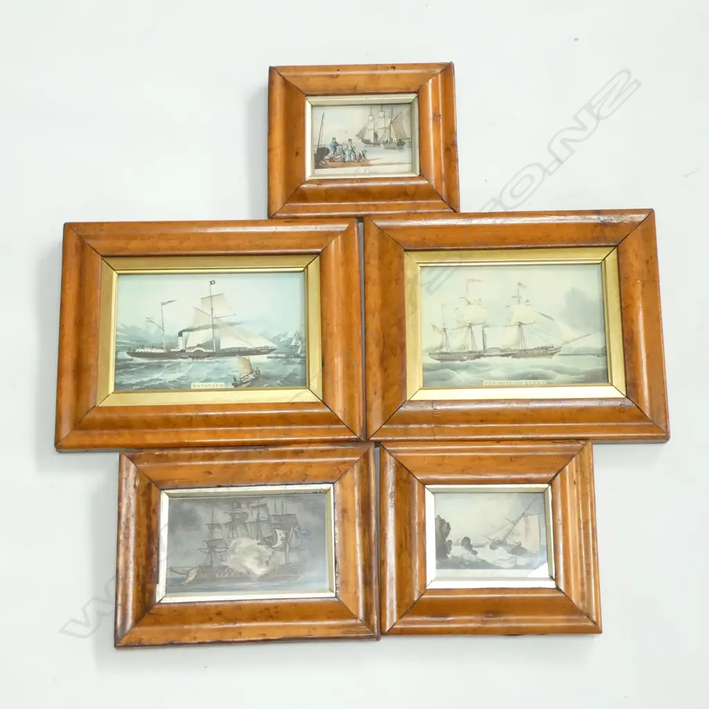 ASST. SHIP PRINTS IN BIRDS EYE MAPLE FRAMES  Image 1++