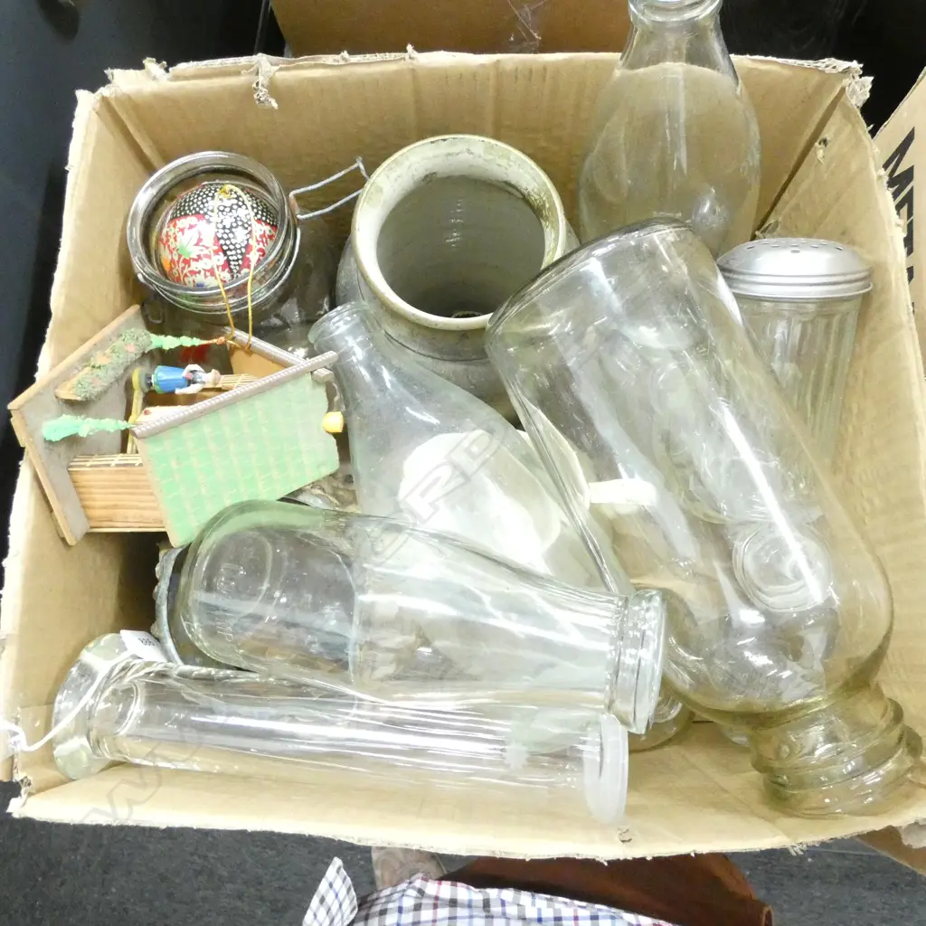BOX LOT MISC INC. CROCKS / BOTTLES ETC. Image 1++