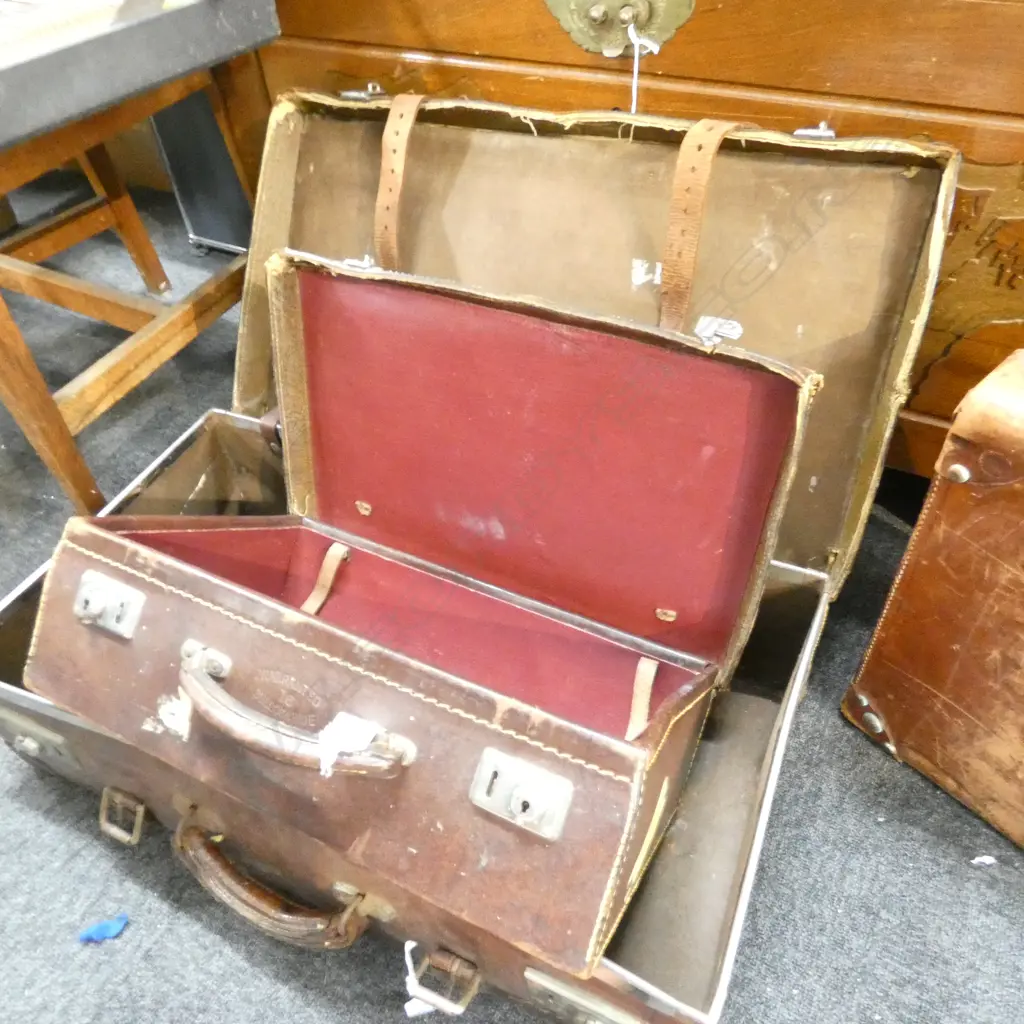 OLD LEATHER SUIT CASE ( 560 X 360) + LEATHER BRIEFCASE  Image 1++