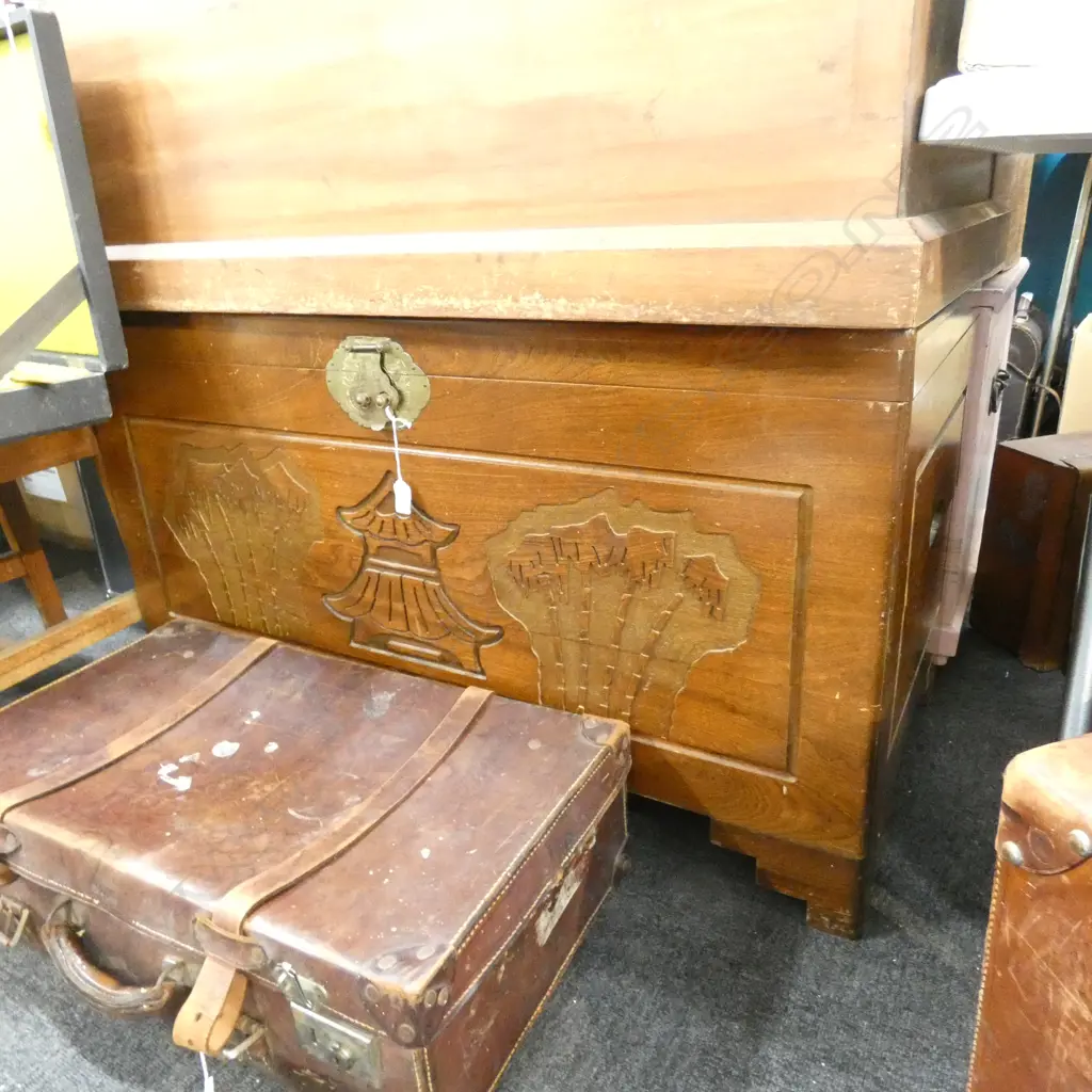 ORIENTAL WOODEN STORAGE CHEST - 1010 X 500 X 580MM Image 1++