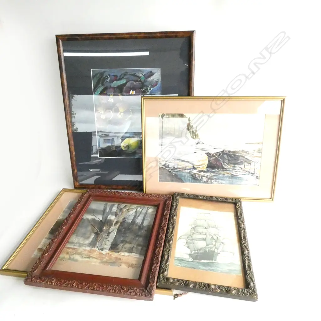 BOX LOT VINTAGE PRINT, W/CS, FRAME, ANNA PALMER PASTEL Image 1++