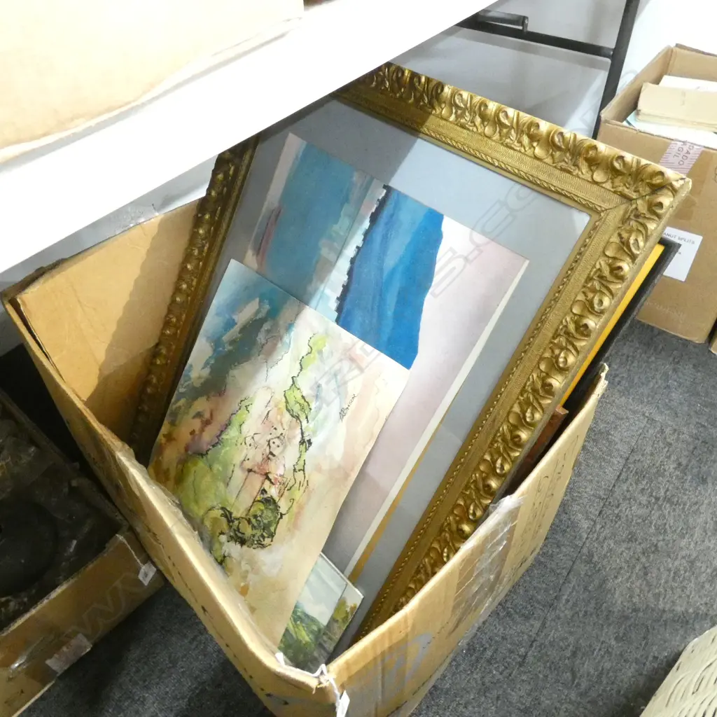 BOX LOT FRAMED ART; PRINTS / WATER COLOURS ETC. Image 1++