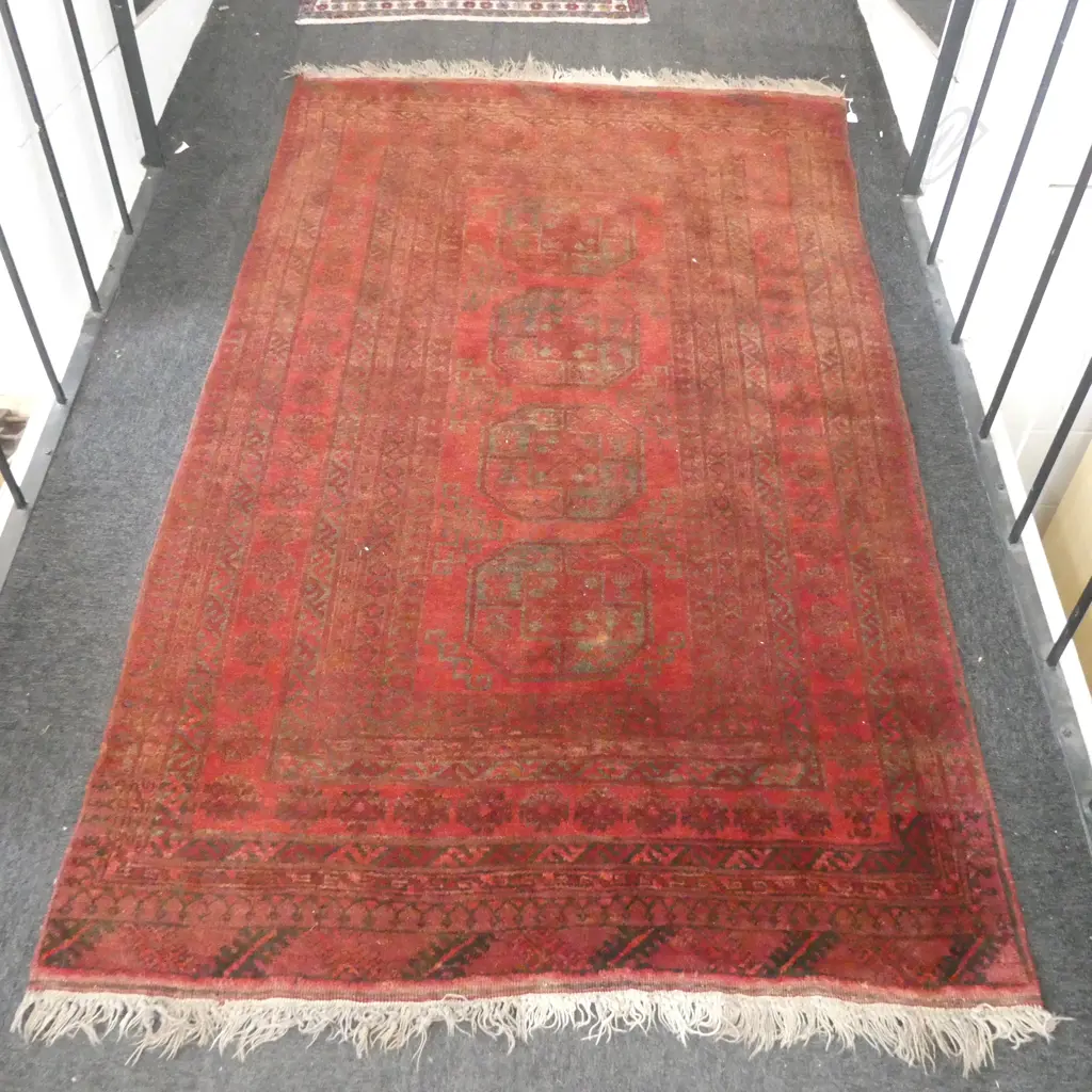 HAND WOVEN ALL WOOL RED TURKOMAN RUG 2130 X 1360MM Image 1++