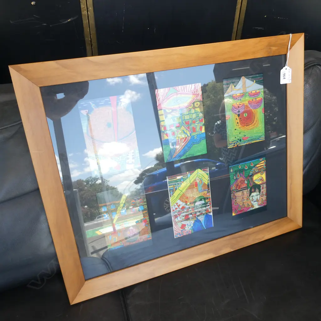 6 FRAMED HUNTERWASSER BOOK PLATES 390x500mm Image 1++