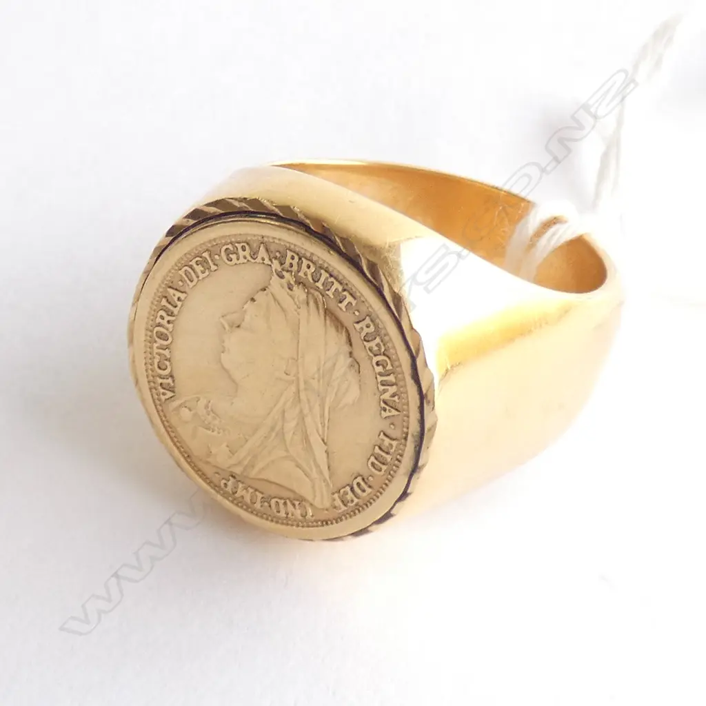 GOLD or GOLD PLATED ? RING SET WITH 22CT GOLD COIN, Image 1++