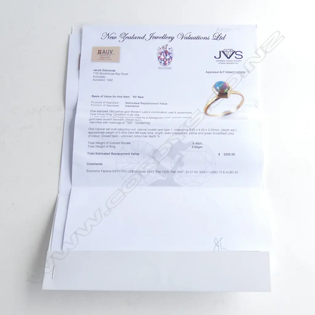 18CT GOLD AND OPAL RING (VALUATION ) Image 1++