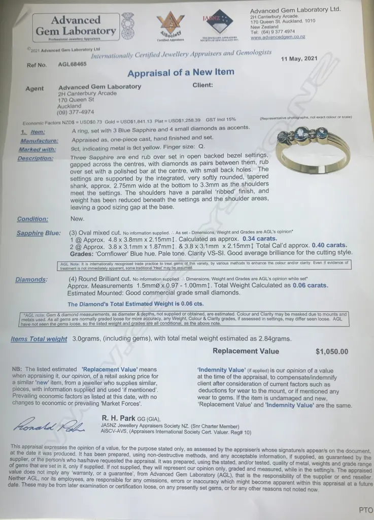 9CT GOLD SAPPHIRE RING Image 1++
