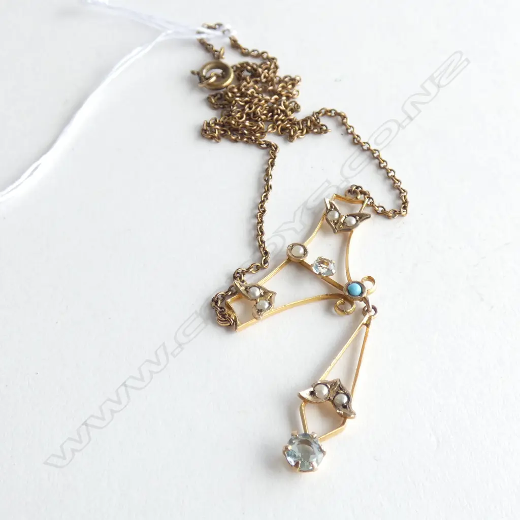 (19712) EDW 9CT SEED PEARL PENDANT ROLLED GOLD CHAIN Image 1++